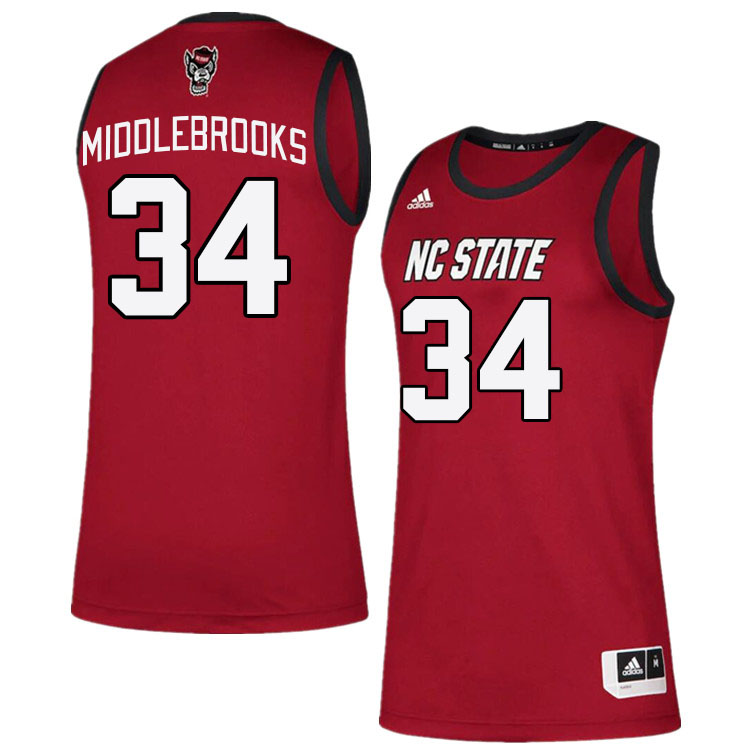 Men #34 Ben Middlebrooks NC State Wolfpack College Basketball Jerseys Stitched Sale-Red - Click Image to Close